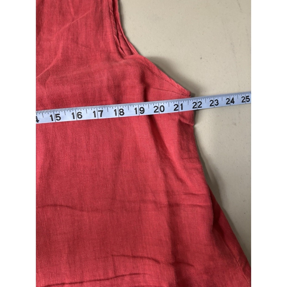FLAX Linen 2-piece M Collared Corozo Buttons Solid Red Long Sleeve - Picture 9 of 11